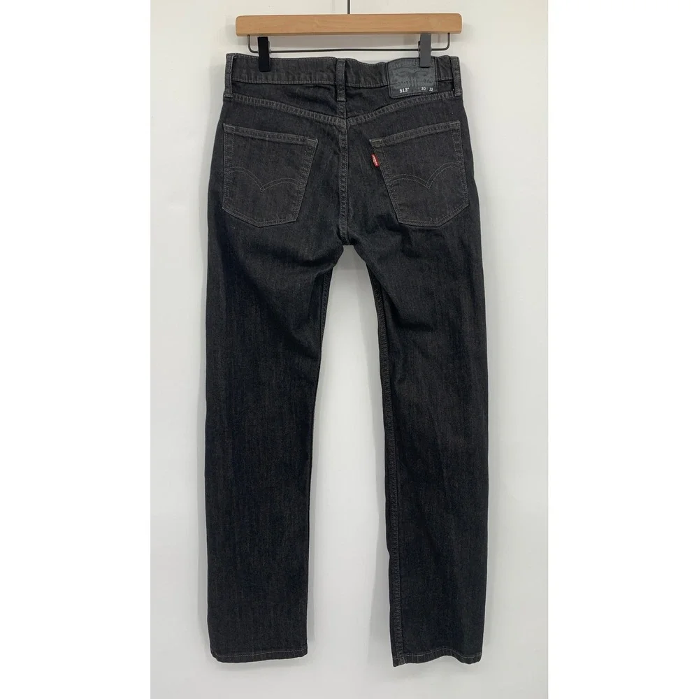 Levis 513 Jeans Mens 30x32 Black Slim Straight Denim Pants